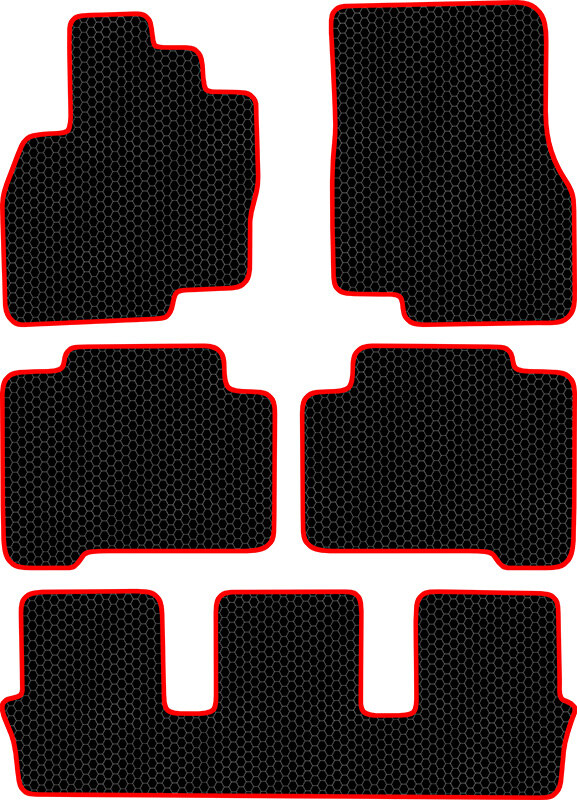 Купить запчасть SDS EXCLUSIVE - KSM40403BKR Коврики в салон черные с красным кантом Mitsubishi Grandis II Минивэн(5дв.) 2003-2011 "EVA-style"