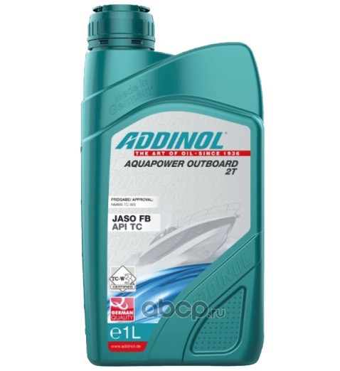 Купить запчасть ADDINOL - 4014766075123 Масло моторное ADDINOL Aquapower Outboard 2T минеральное  1 л.