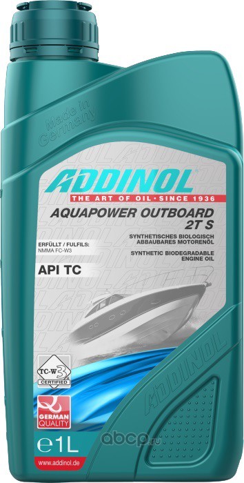 Купить запчасть ADDINOL - 4014766075109 Масло моторное ADDINOL Aquapower Outboard 2T S синтетика  1 л.